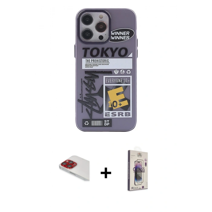 MARSİLYAN™- iPhone 13 Pro Max Kılıf Zirve Form Özel Seri - Siyah Bilvis 3D Cam Ekran Koruyucu + Pers Alüminyum Kamera Lens - KI