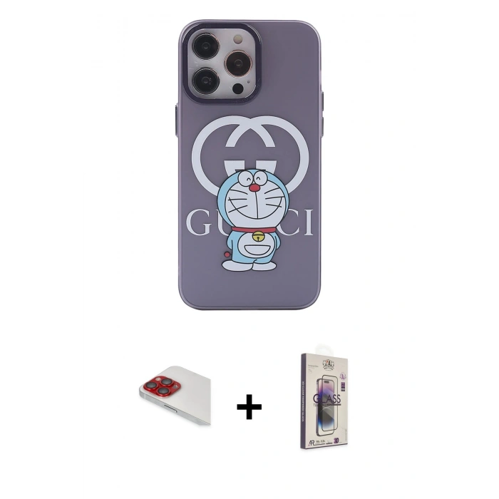 MARSİLYAN™- iPhone 13 Pro Max Kılıf Zirve Form Özel Seri - Siyah Bilvis 3D Cam Ekran Koruyucu + Pers Alüminyum Kamera Lens - KI