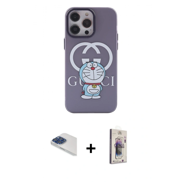 MARSİLYAN™- iPhone 13 Pro Max Kılıf Zirve Form Özel Seri - Siyah Bilvis 3D Cam Ekran Koruyucu + Pers Alüminyum Kamera Lens - LT