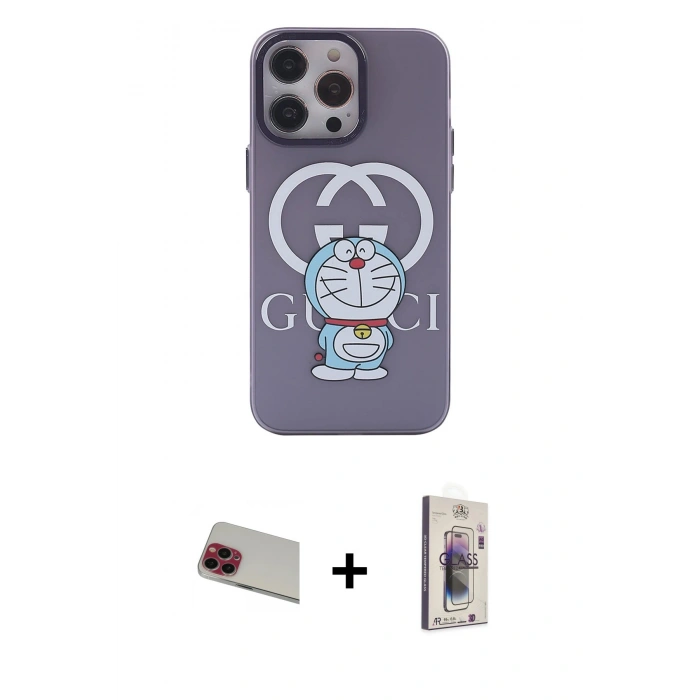 MARSİLYAN™- iPhone 13 Pro Max Kılıf Zirve Form Özel Seri - Siyah Bilvis 3D Cam Ekran Koruyucu + Rainbow Kamera Lens Koruma Cam - KI