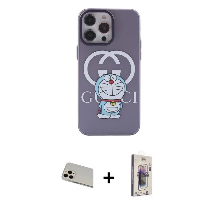 MARSİLYAN™- iPhone 13 Pro Max Kılıf Zirve Form Özel Seri - Siyah Bilvis 3D Cam Ekran Koruyucu + Rainbow Kamera Lens Koruma Cam - REGD