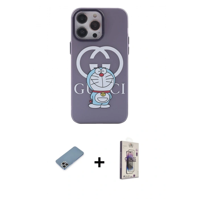 MARSİLYAN™- iPhone 13 Pro Max Kılıf Zirve Form Özel Seri - Siyah Bilvis 3D Cam Ekran Koruyucu + Shine Kamera Lens Koruma Cam - GI
