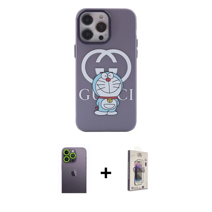 MARSİLYAN™- iPhone 13 Pro Max Kılıf Zirve Form Özel Seri - Siyah Bilvis 3D Cam Ekran Koruyucu + Yeşil Neon Fosforlu Kamera Lens