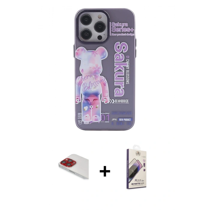 MARSİLYAN™- iPhone 13 Pro Max Kılıf Zirve Form Özel Seri - Siyah Bilvis 3D Mat Cam Ekran Koruyucu + Kırmızı Pers Alüminyum Kamera Lens