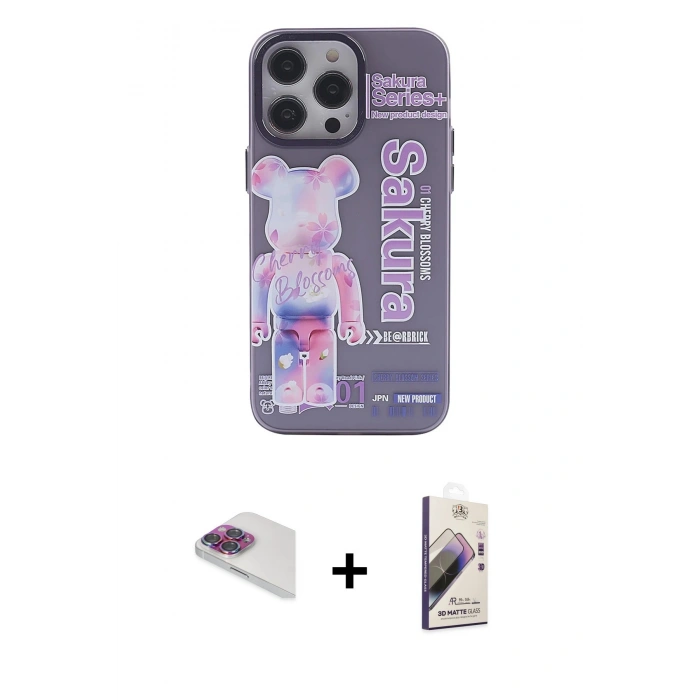 MARSİLYAN™- iPhone 13 Pro Max Kılıf Zirve Form Özel Seri - Siyah Bilvis 3D Mat Cam Ekran Koruyucu + Pers Alüminyum Kamera Lens - GI
