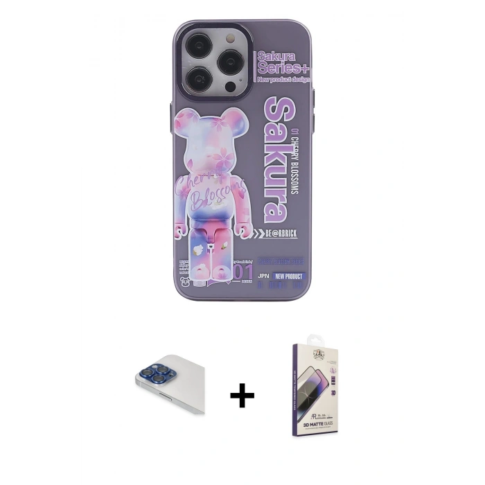 MARSİLYAN™- iPhone 13 Pro Max Kılıf Zirve Form Özel Seri - Siyah Bilvis 3D Mat Cam Ekran Koruyucu + Pers Alüminyum Kamera Lens - LT