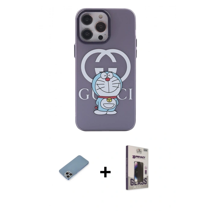 MARSİLYAN™- iPhone 13 Pro Max Kılıf Zirve Form Özel Seri - Siyah Bilvis Hayalet Cam Ekran Koruyucu + Shine Kamera Lens Koruma Cam - GI
