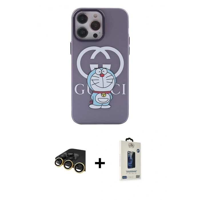 MARSİLYAN™- iPhone 13 Pro Max Kılıf Zirve Form Özel Seri - Siyah Bilvis Hayalet Cam Ekran Koruyucu + Raze Metal Kamera Lens - GD