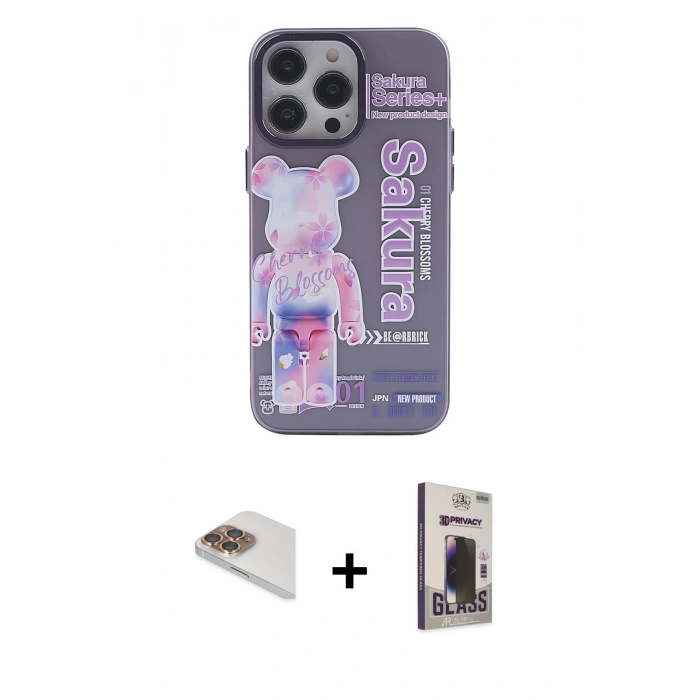 MARSİLYAN™- iPhone 13 Pro Max Kılıf Zirve Form Özel Seri - Siyah Bilvis Hayalet Cam Ekran Koruyucu + Pers Alüminyum Kamera Lens - GD