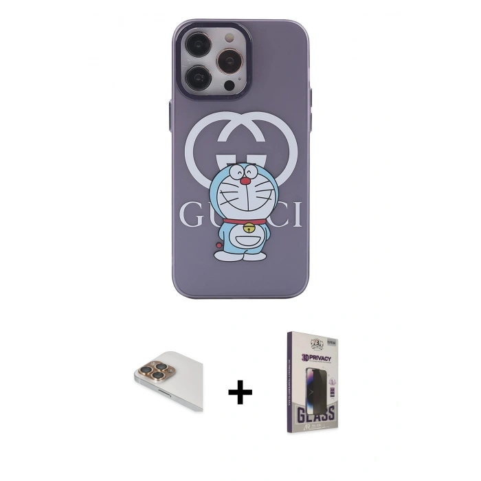 MARSİLYAN™- iPhone 13 Pro Max Kılıf Zirve Form Özel Seri - Siyah Bilvis Hayalet Cam Ekran Koruyucu + Pers Alüminyum Kamera Lens - GD