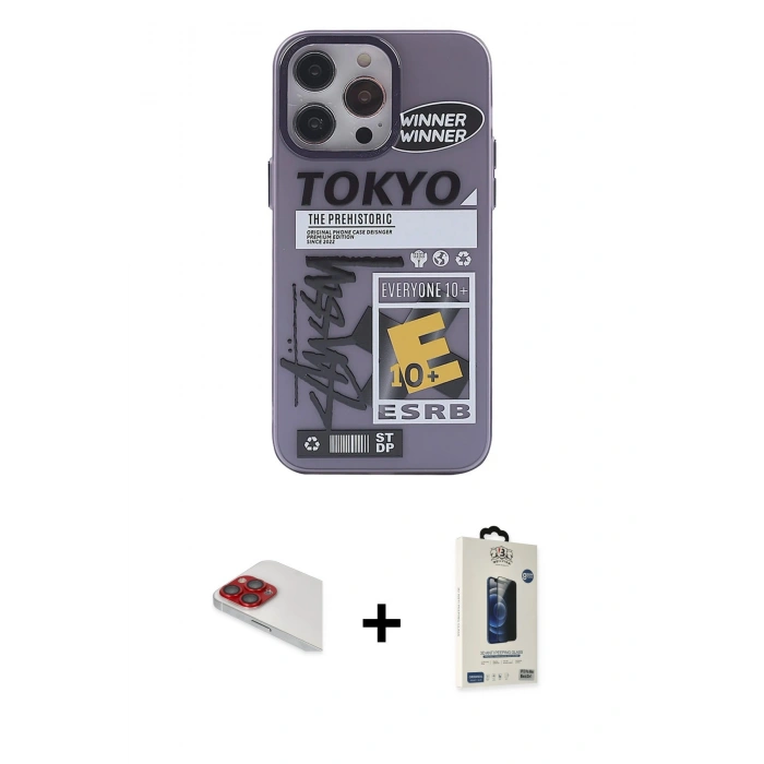 MARSİLYAN™- iPhone 13 Pro Max Kılıf Zirve Form Özel Seri - Siyah Bilvis Hayalet Cam Ekran Koruyucu + Pers Alüminyum Kamera Lens - KI