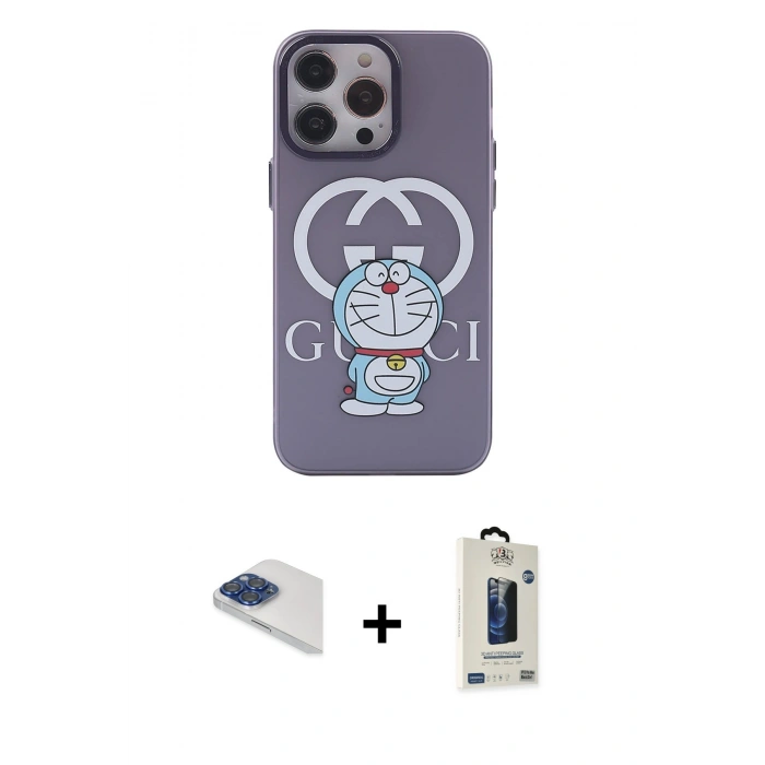 MARSİLYAN™- iPhone 13 Pro Max Kılıf Zirve Form Özel Seri - Siyah Bilvis Hayalet Cam Ekran Koruyucu + Pers Alüminyum Kamera Lens - LT
