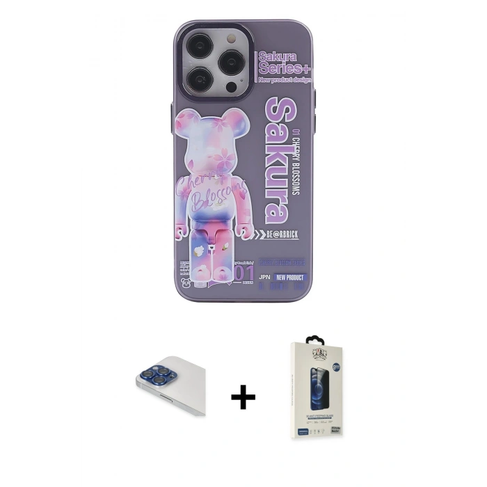 MARSİLYAN™- iPhone 13 Pro Max Kılıf Zirve Form Özel Seri - Siyah Bilvis Hayalet Cam Ekran Koruyucu + Pers Alüminyum Kamera Lens - LT