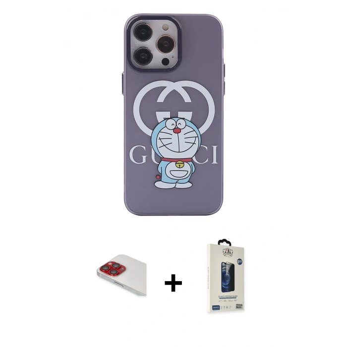 MARSİLYAN™- iPhone 13 Pro Max Kılıf Zirve Form Özel Seri - Siyah Bilvis Hayalet Cam Ekran Koruyucu + Pers Alüminyum Kamera Lens - KI