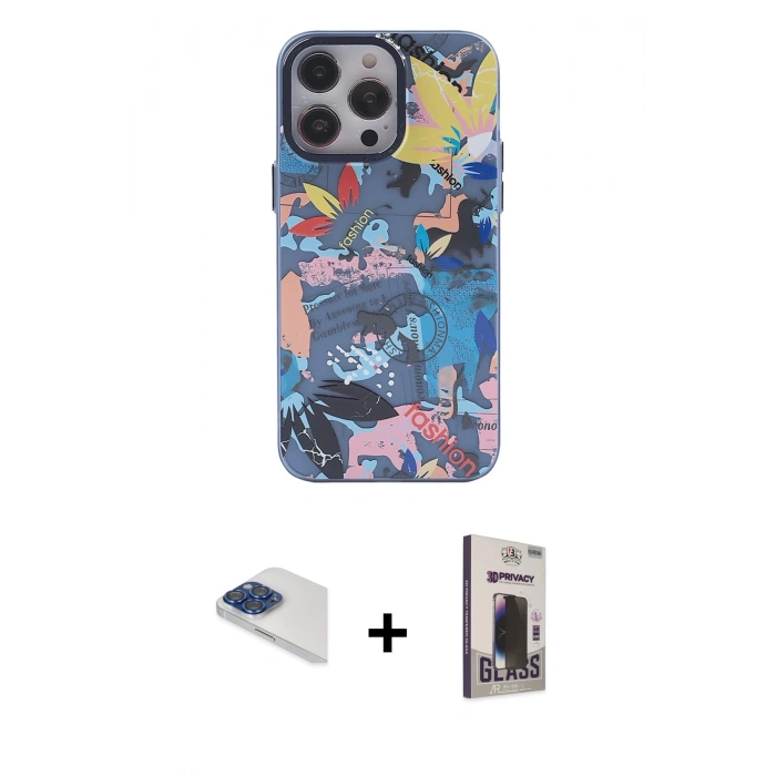 MARSİLYAN™- iPhone 13 Pro Max Kılıf Zirve Form Özel Seri - Siyah Bilvis Hayalet Cam Ekran Koruyucu + Pers Alüminyum Kamera Lens - LT