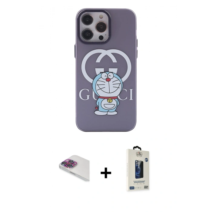 MARSİLYAN™- iPhone 13 Pro Max Kılıf Zirve Form Özel Seri - Siyah Bilvis Hayalet Cam Ekran Koruyucu + Pers Alüminyum Kamera Lens - GI
