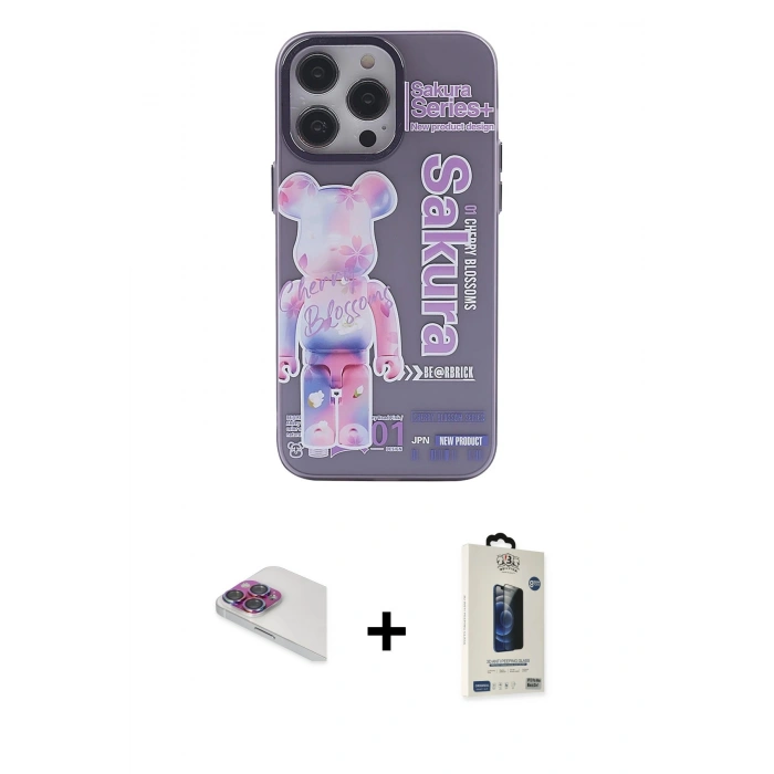 MARSİLYAN™- iPhone 13 Pro Max Kılıf Zirve Form Özel Seri - Siyah Bilvis Hayalet Cam Ekran Koruyucu + Pers Alüminyum Kamera Lens - GI