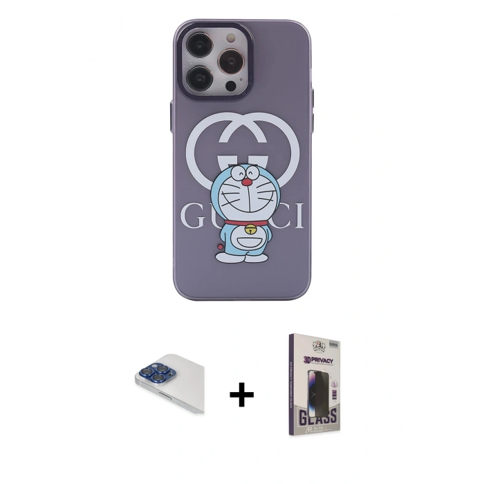 MARSİLYAN™- iPhone 13 Pro Max Kılıf Zirve Form Özel Seri - Siyah Bilvis Hayalet Cam Ekran Koruyucu + Pers Alüminyum Kamera Lens - LT