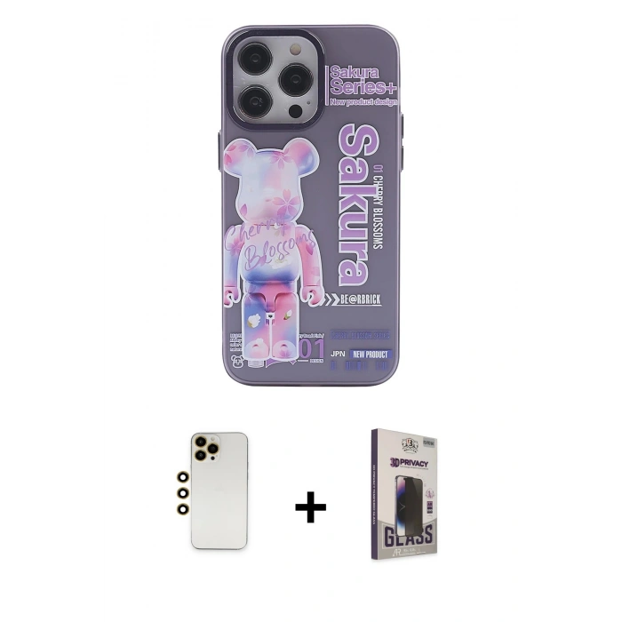 MARSİLYAN™- iPhone 13 Pro Max Kılıf Zirve Form Özel Seri - Siyah Bilvis Hayalet Cam Ekran Koruyucu + Shine Kamera Lens - GD