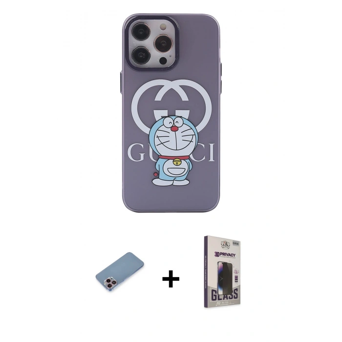 MARSİLYAN™- iPhone 13 Pro Max Kılıf Zirve Form Özel Seri - Siyah Bilvis Hayalet Cam Ekran Koruyucu + Shine Kamera Lens Koruma Cam - PE