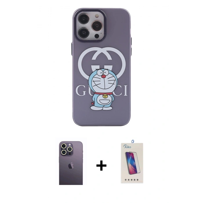 MARSİLYAN™- iPhone 13 Pro Max Kılıf Zirve Form Özel Seri - Siyah Joko 5D Cam + Neon Fosforlu Kamera Lens - BZ