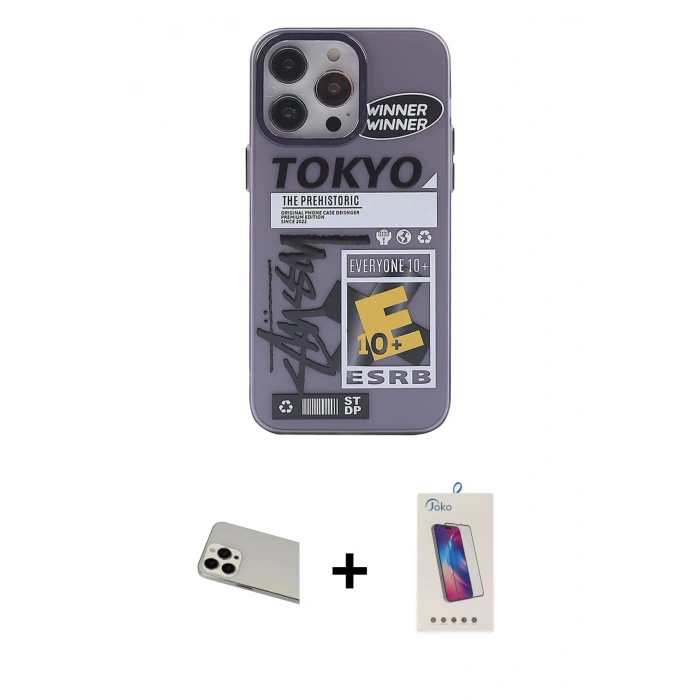 MARSİLYAN™- iPhone 13 Pro Max Kılıf Zirve Form Özel Seri - Siyah Joko 5D Cam + Rainbow Kamera Lens Koruma Cam - BZ