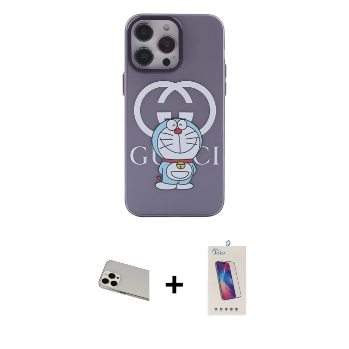 MARSİLYAN™- iPhone 13 Pro Max Kılıf Zirve Form Özel Seri - Siyah Joko 5D Cam + Rainbow Kamera Lens Koruma Cam - BZ