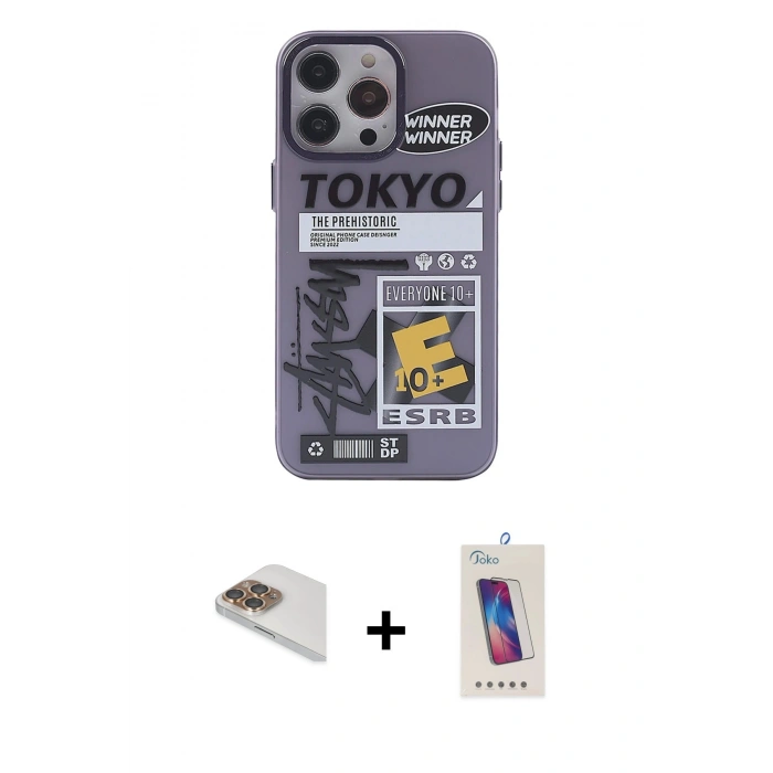 MARSİLYAN™- iPhone 13 Pro Max Kılıf Zirve Form Özel Seri - Siyah Joko 5D Cam + Pers Alüminyum Kamera Lens - GD
