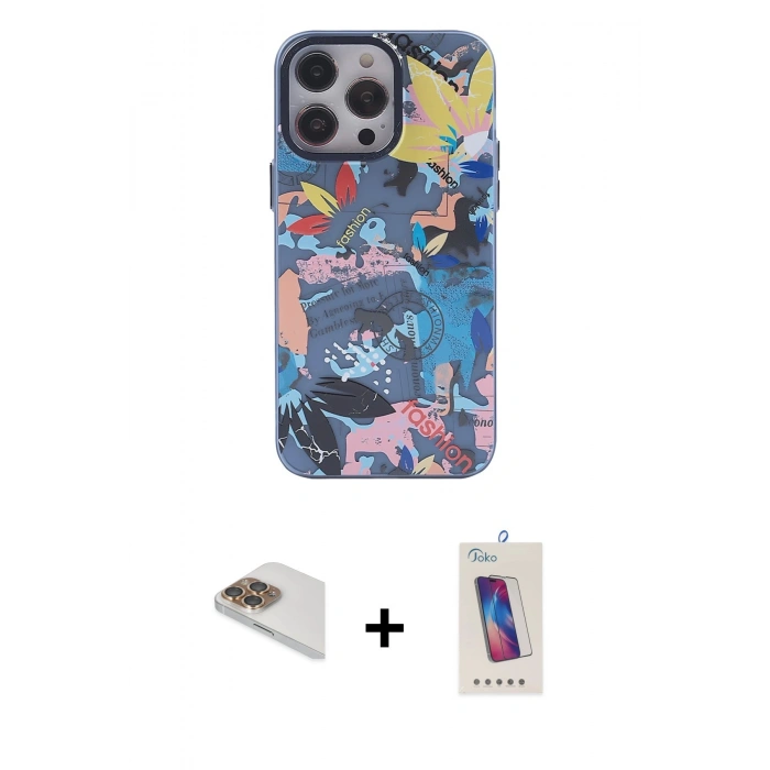 MARSİLYAN™- iPhone 13 Pro Max Kılıf Zirve Form Özel Seri - Siyah Joko 5D Cam + Pers Alüminyum Kamera Lens - GD