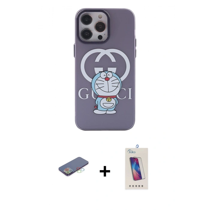 MARSİLYAN™- iPhone 13 Pro Max Kılıf Zirve Form Özel Seri - Siyah Joko 5D Cam + Renkli Kamera Lens Koruma Cam - MI