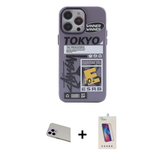 MARSİLYAN™- iPhone 13 Pro Max Kılıf Zirve Form Özel Seri - Siyah Joko 5D Cam + Rainbow Kamera Lens Koruma Cam - MR