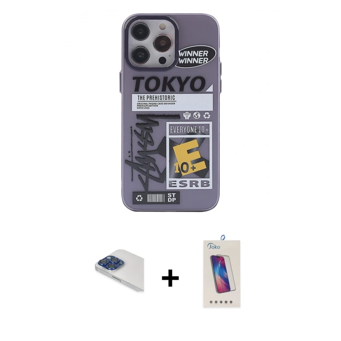 MARSİLYAN™- iPhone 13 Pro Max Kılıf Zirve Form Özel Seri - Siyah Joko 5D Cam + Pers Alüminyum Kamera Lens - LT