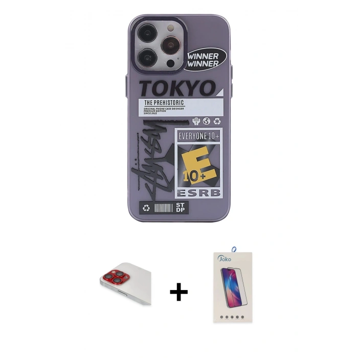 MARSİLYAN™- iPhone 13 Pro Max Kılıf Zirve Form Özel Seri - Siyah Joko 5D Cam + Pers Alüminyum Kamera Lens - KI