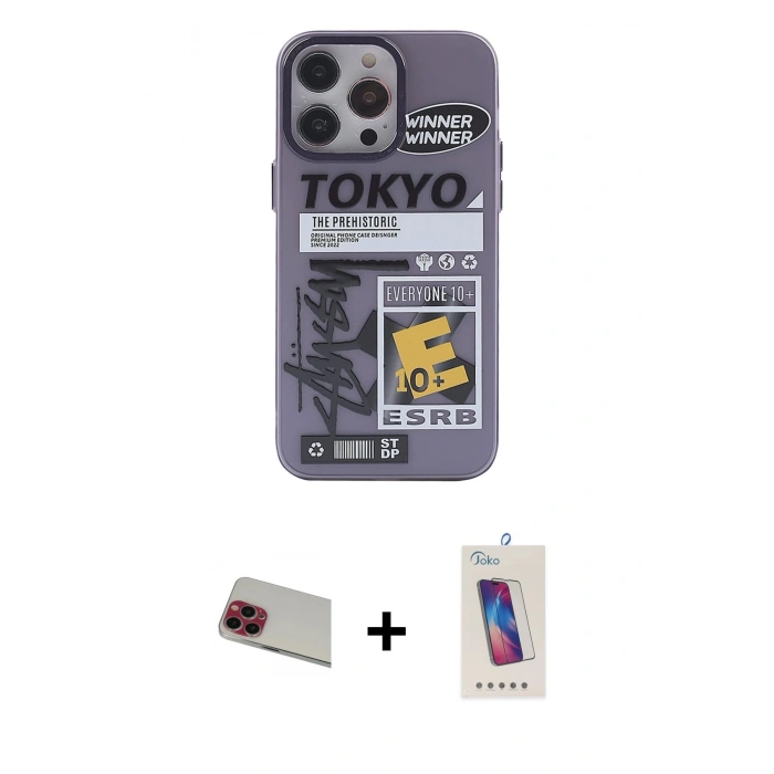 MARSİLYAN™- iPhone 13 Pro Max Kılıf Zirve Form Özel Seri - Siyah Joko 5D Cam + Rainbow Kamera Lens Koruma Cam - KI