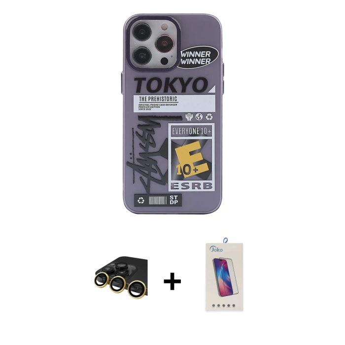 MARSİLYAN™- iPhone 13 Pro Max Kılıf Zirve Form Özel Seri - Siyah Joko 5D Cam + Raze Metal Kamera Lens - GD