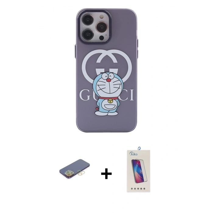 MARSİLYAN™- iPhone 13 Pro Max Kılıf Zirve Form Özel Seri - Siyah Joko 5D Cam + Renkli Kamera Lens Koruma Cam - SI