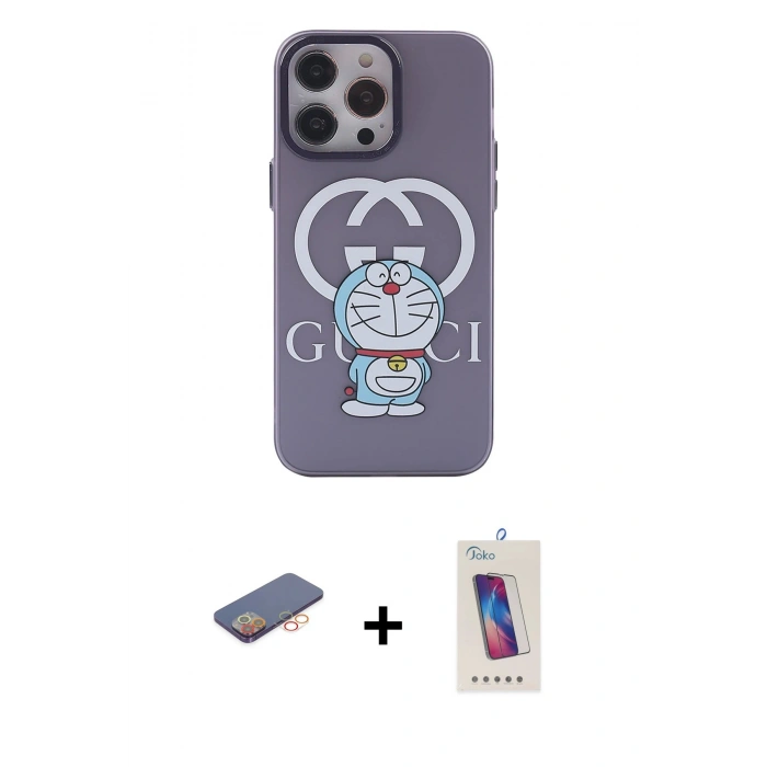 MARSİLYAN™- iPhone 13 Pro Max Kılıf Zirve Form Özel Seri - Siyah Joko 5D Cam + Renkli Kamera Lens Koruma Cam - TU