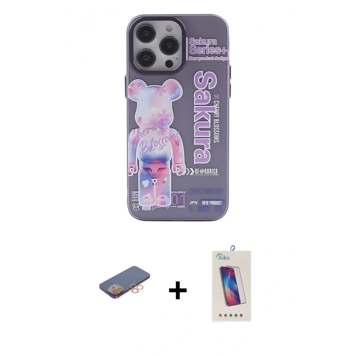 MARSİLYAN™- iPhone 13 Pro Max Kılıf Zirve Form Özel Seri - Siyah Joko 5D Cam + Renkli Kamera Lens Koruma Cam - TU