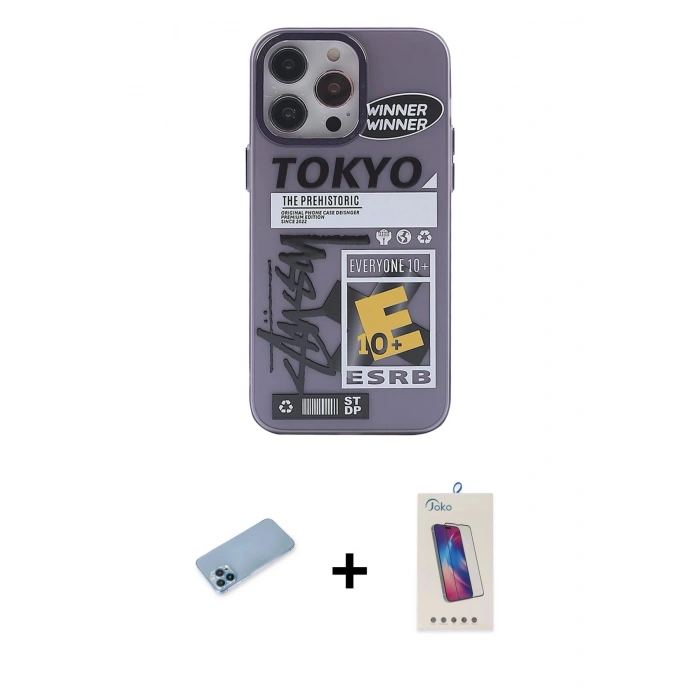 MARSİLYAN™- iPhone 13 Pro Max Kılıf Zirve Form Özel Seri - Siyah Joko 5D Cam + Shine Kamera Lens Koruma Cam - MI