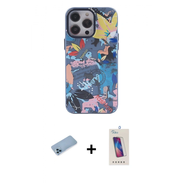 MARSİLYAN™- iPhone 13 Pro Max Kılıf Zirve Form Özel Seri - Siyah Joko 5D Cam + Shine Kamera Lens Koruma Cam - MI