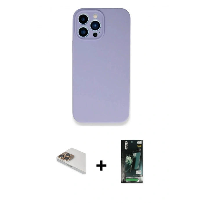 MARSİLYAN™- iPhone 13 Pro Max Kılıf Zirve Modern Özel Seri - Şeffaf 360 Full Body Arka Koruyucu + Gold Pers Alüminyum Kamera Lens