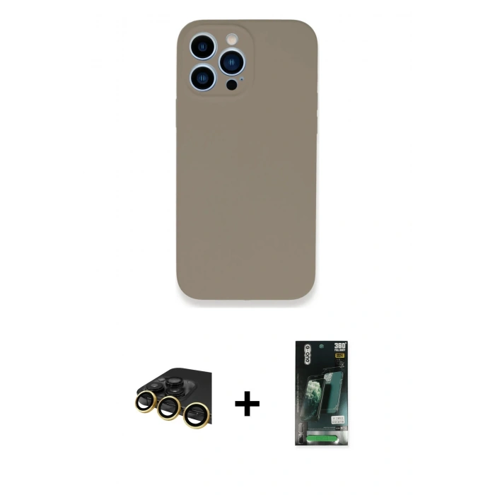 MARSİLYAN™- iPhone 13 Pro Max Kılıf Zirve Modern Özel Seri - Şeffaf 360 Full Body Arka Koruyucu + Raze Metal Kamera Lens - GD