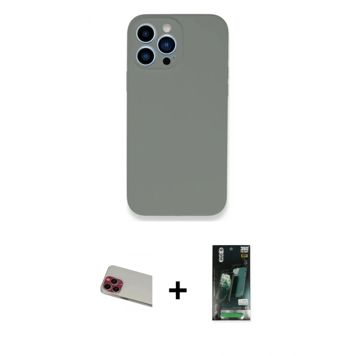 MARSİLYAN™- iPhone 13 Pro Max Kılıf Zirve Modern Özel Seri - Şeffaf 360 Full Body Arka Koruyucu + Rainbow Kamera Lens Koruma Cam - KI