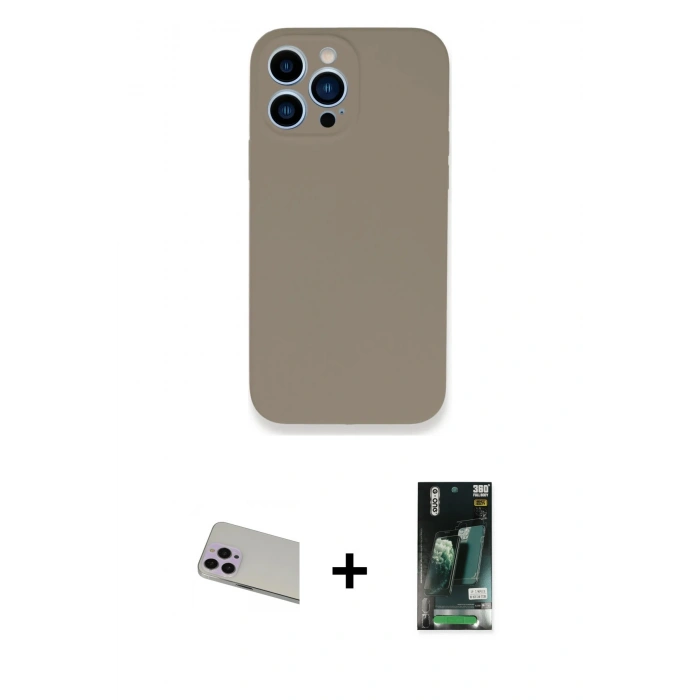 MARSİLYAN™- iPhone 13 Pro Max Kılıf Zirve Modern Özel Seri - Şeffaf 360 Full Body Arka Koruyucu + Rainbow Kamera Lens Koruma Cam - MR