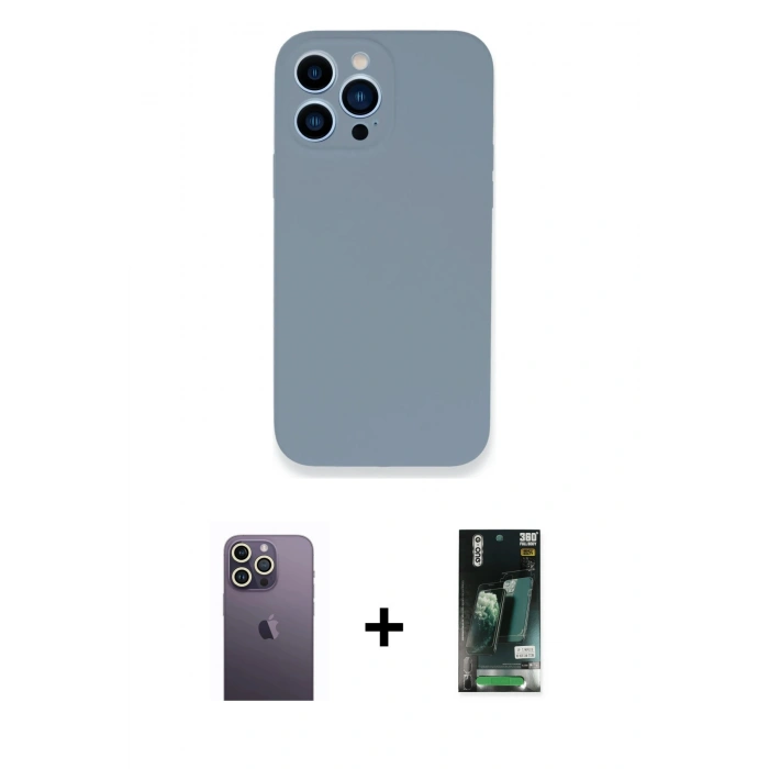 MARSİLYAN™- iPhone 13 Pro Max Kılıf Zirve Modern Özel Seri - Şeffaf 360 Full Body Arka Koruyucu + Neon Fosforlu Kamera Lens - BZ