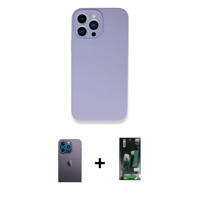 MARSİLYAN™- iPhone 13 Pro Max Kılıf Zirve Modern Özel Seri - Şeffaf 360 Full Body Arka Koruyucu + Neon Fosforlu Kamera Lens - MI
