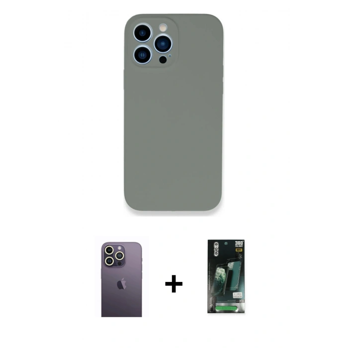 MARSİLYAN™- iPhone 13 Pro Max Kılıf Zirve Modern Özel Seri - Şeffaf 360 Full Body Arka Koruyucu + Neon Fosforlu Kamera Lens - BZ