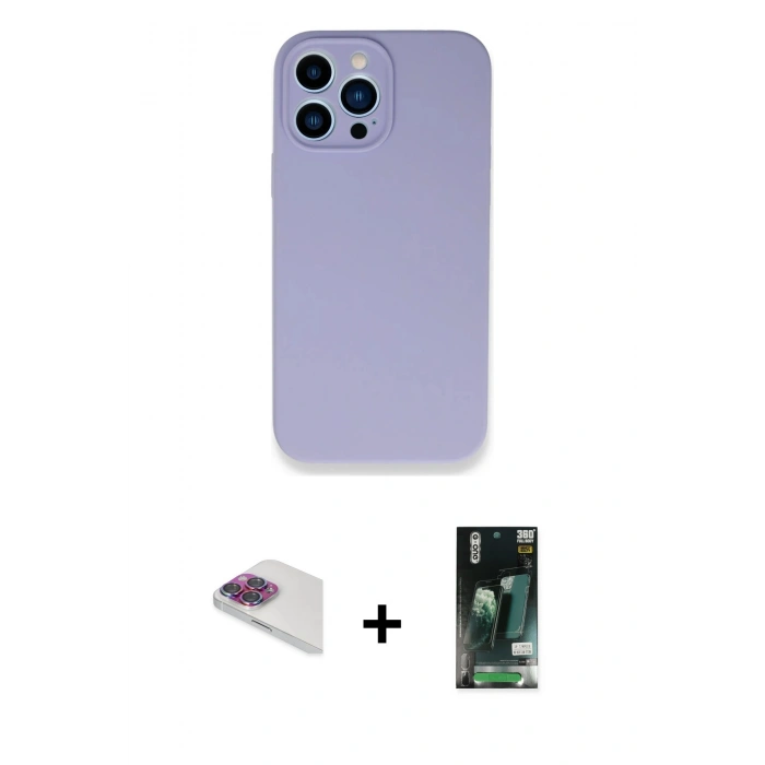 MARSİLYAN™- iPhone 13 Pro Max Kılıf Zirve Modern Özel Seri - Şeffaf 360 Full Body Arka Koruyucu + Pers Alüminyum Kamera Lens - GI