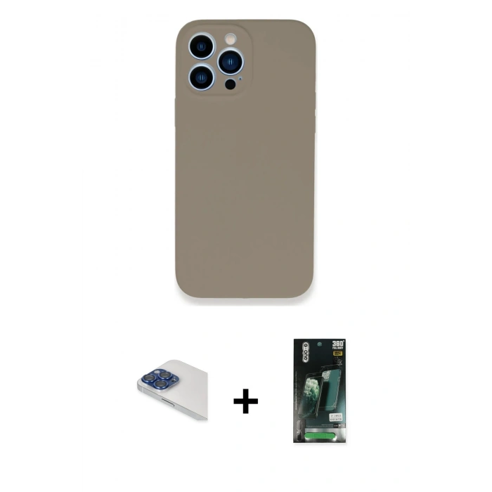 MARSİLYAN™- iPhone 13 Pro Max Kılıf Zirve Modern Özel Seri - Şeffaf 360 Full Body Arka Koruyucu + Pers Alüminyum Kamera Lens - LT