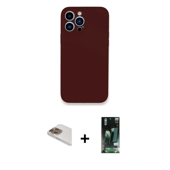 MARSİLYAN™- iPhone 13 Pro Max Kılıf Zirve Modern Özel Seri - Şeffaf 360 Full Body Arka Koruyucu + Pers Alüminyum Kamera Lens - GD